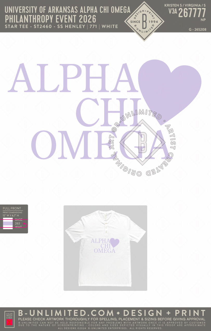 UofA AXO - Philanthropy Event 2026 - Star Tee - ST2460 - SS Henley - White
