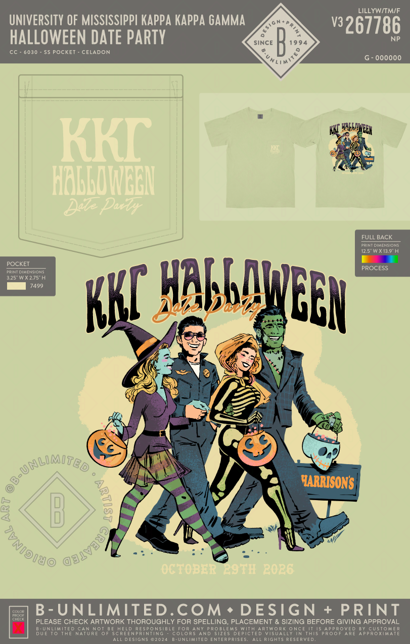 University of Mississippi Kappa Kappa Gamma - Halloween Date Party - CC - 6030 - SS Pocket - Celadon