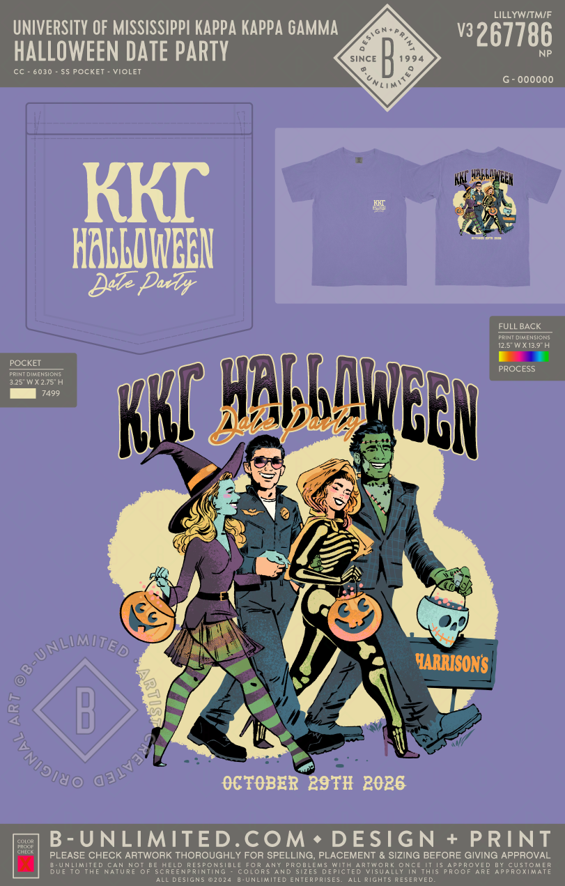 University of Mississippi Kappa Kappa Gamma - Halloween Date Party - CC - 6030 - SS Pocket - Violet
