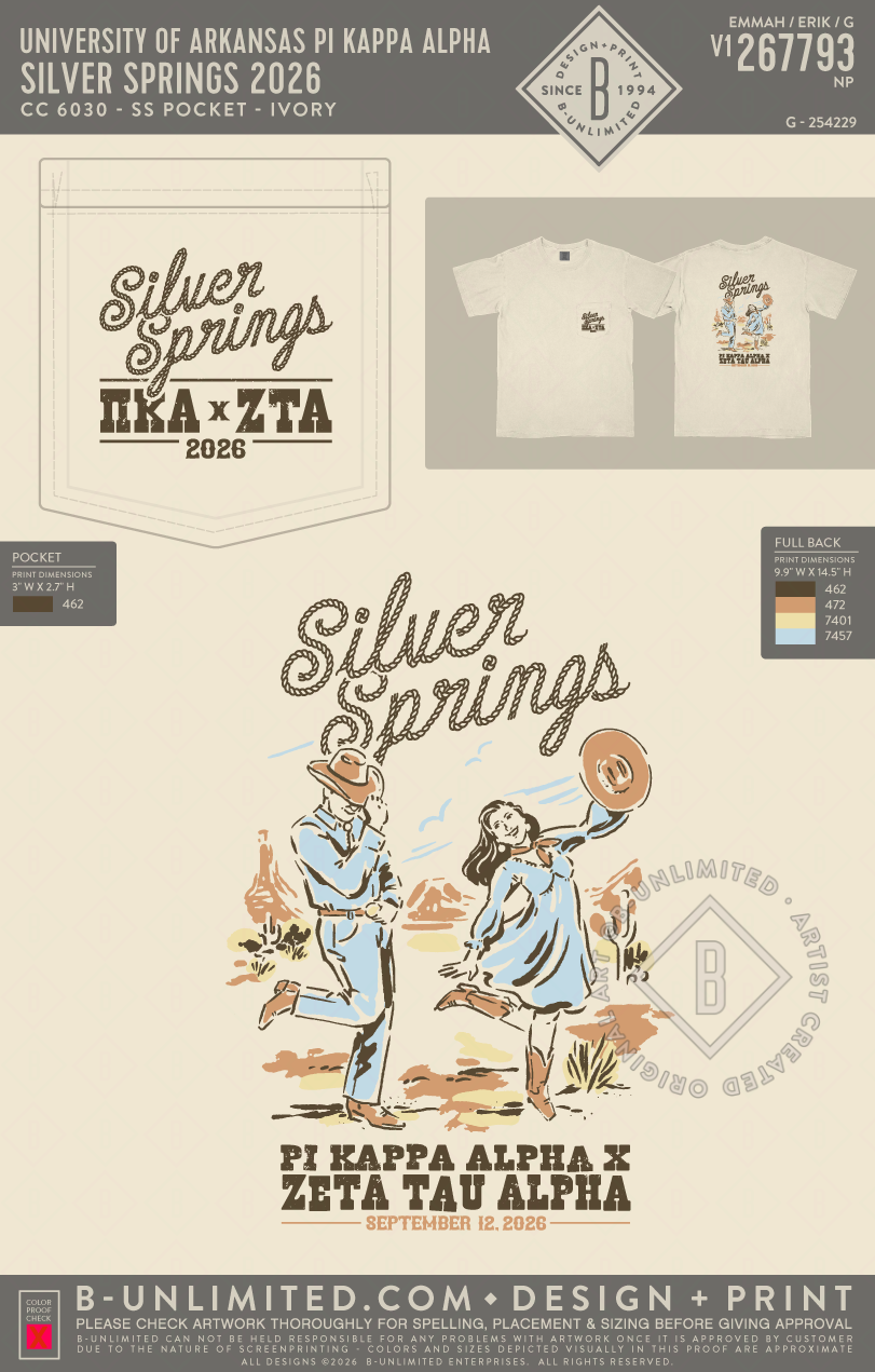 University of Arkansas Pi Kappa Alpha - Silver Springs 2026 - CC - 6030 - SS Pocket - Ivory