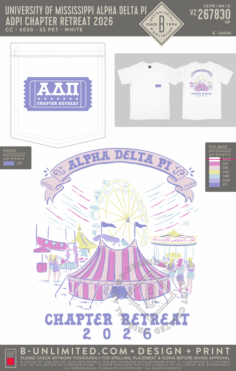University of Mississippi Alpha Delta Pi - ADPI Chapter Retreat 2026 - CC - 6030 - SS Pocket - White