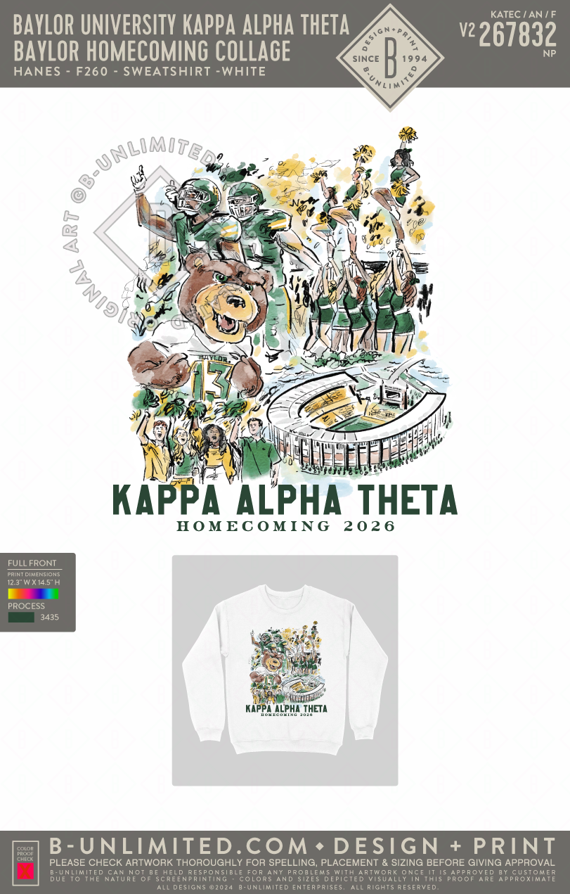 Baylor University Kappa Alpha Theta - Baylor Homecoming Collage - Hanes - F260 - Sweatshirt - White