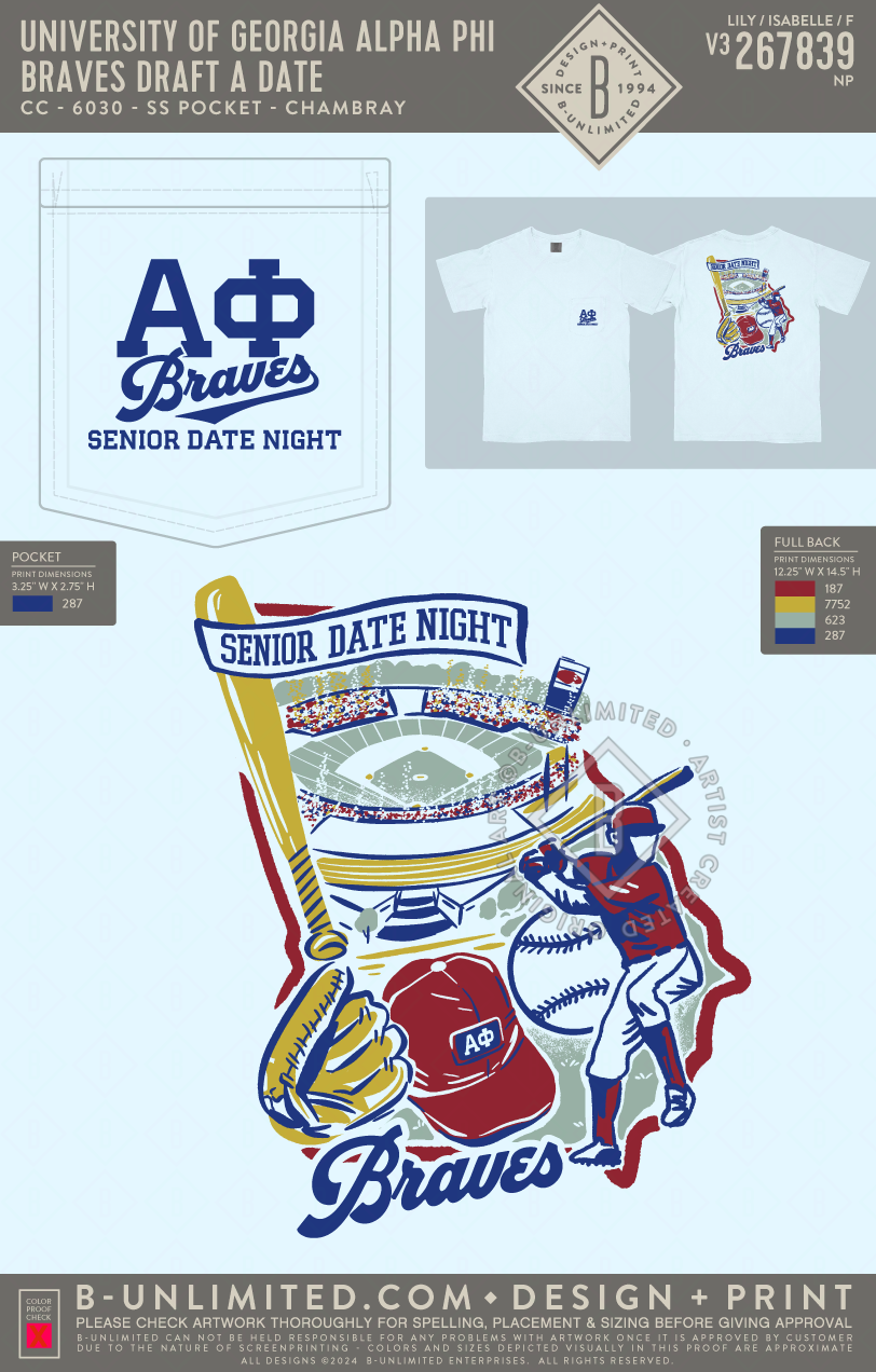 UGA APHI - Braves Draft a Date - CC - 6030 - SS Pocket - Chambray