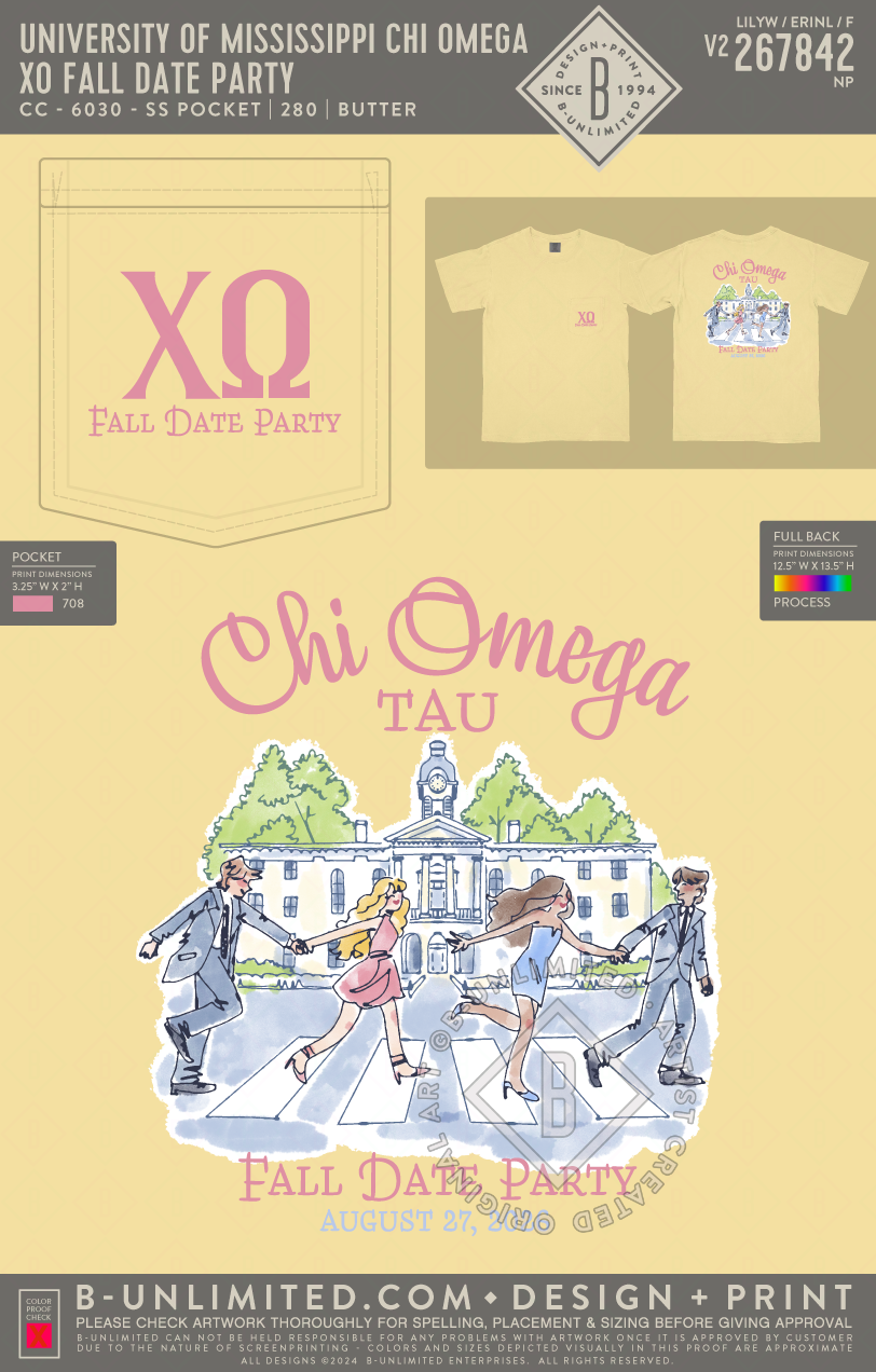 University of Mississippi Chi Omega - XO Fall Date Party - CC - 6030 - SS Pocket - Butter
