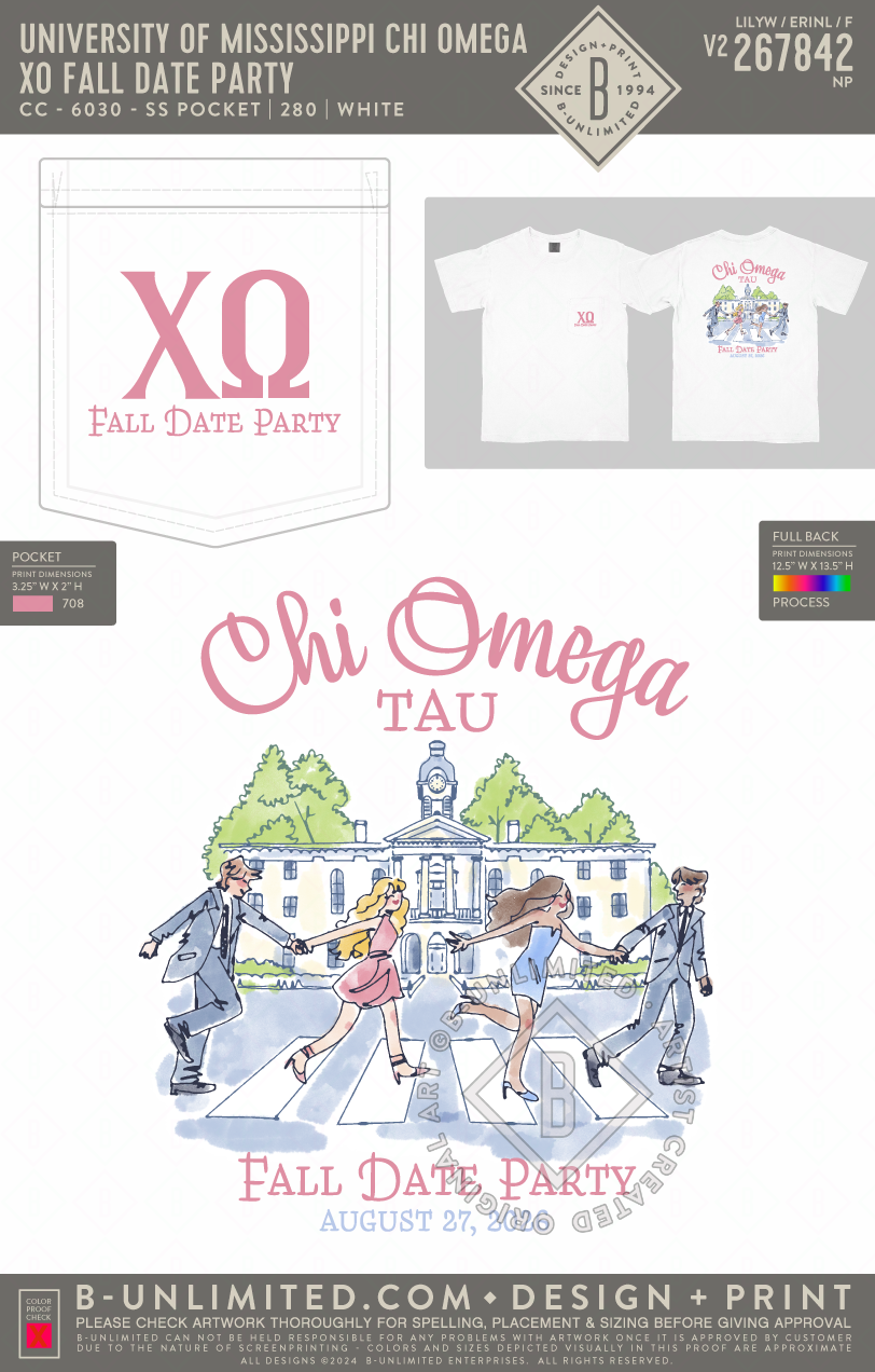 University of Mississippi Chi Omega - XO Fall Date Party - CC - 6030 - SS Pocket - White