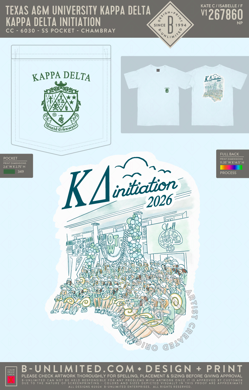 Texas A&M University Kappa Delta - Kappa Delta Initiation - CC - 6030 - SS Pocket - Chambray