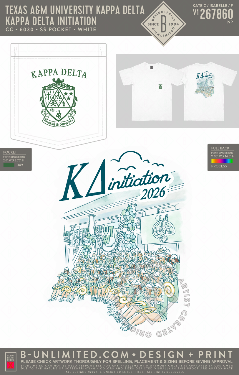 Texas A&M University Kappa Delta - Kappa Delta Initiation - CC - 6030 - SS Pocket - White