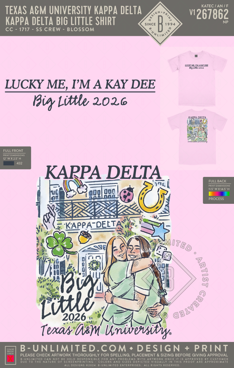Texas A&M University Kappa Delta - Kappa Delta Big Little Shirt - CC - 1717 - SS Crew - Blossom