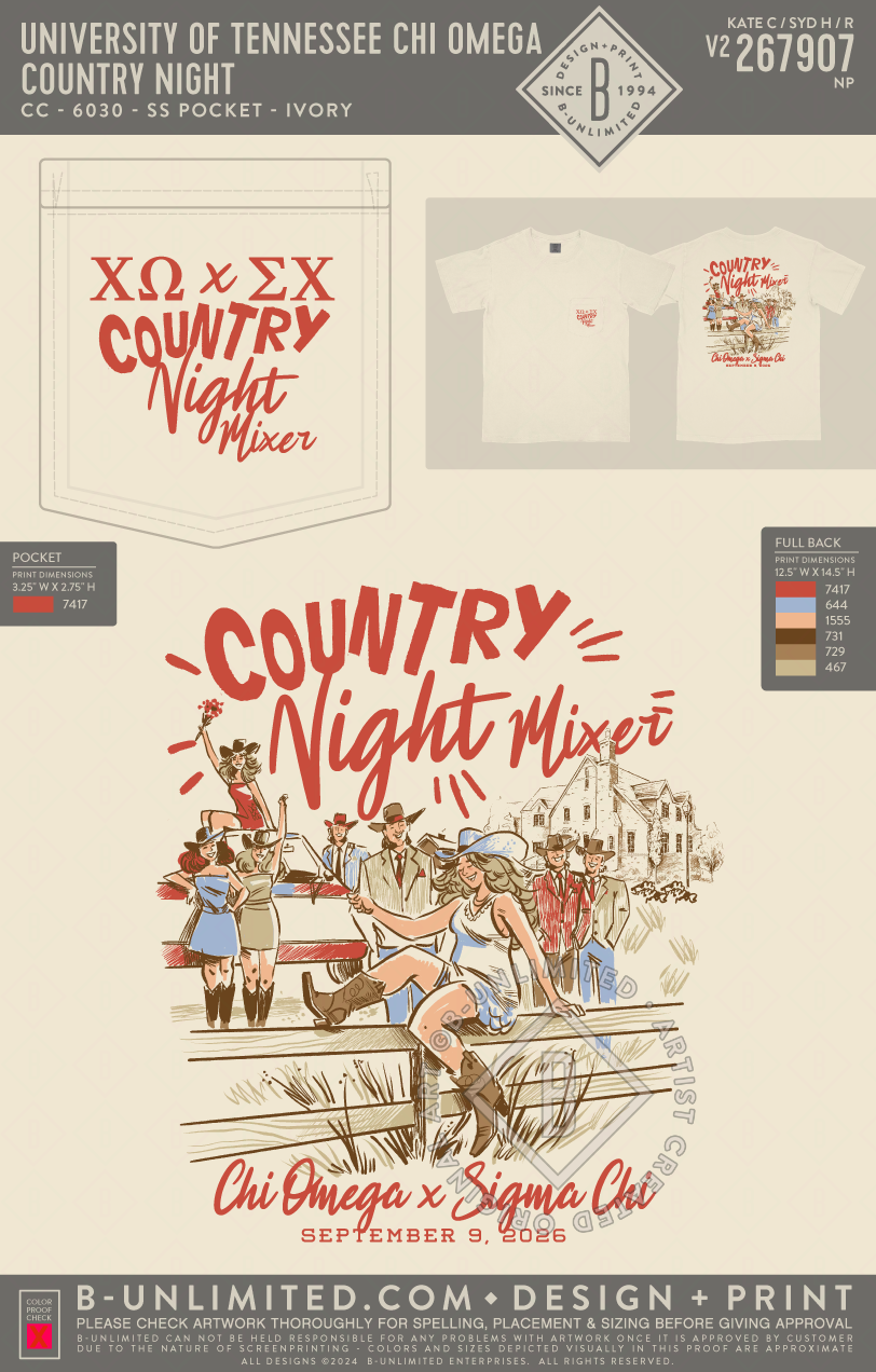 University of Tennessee Chi Omega - Country Night - CC - 6030 - SS Pocket - Ivory