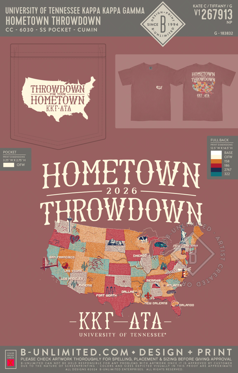 University of Tennessee Kappa Kappa Gamma - Hometown Throwdown - CC - 6030 - SS Pocket - Cumin