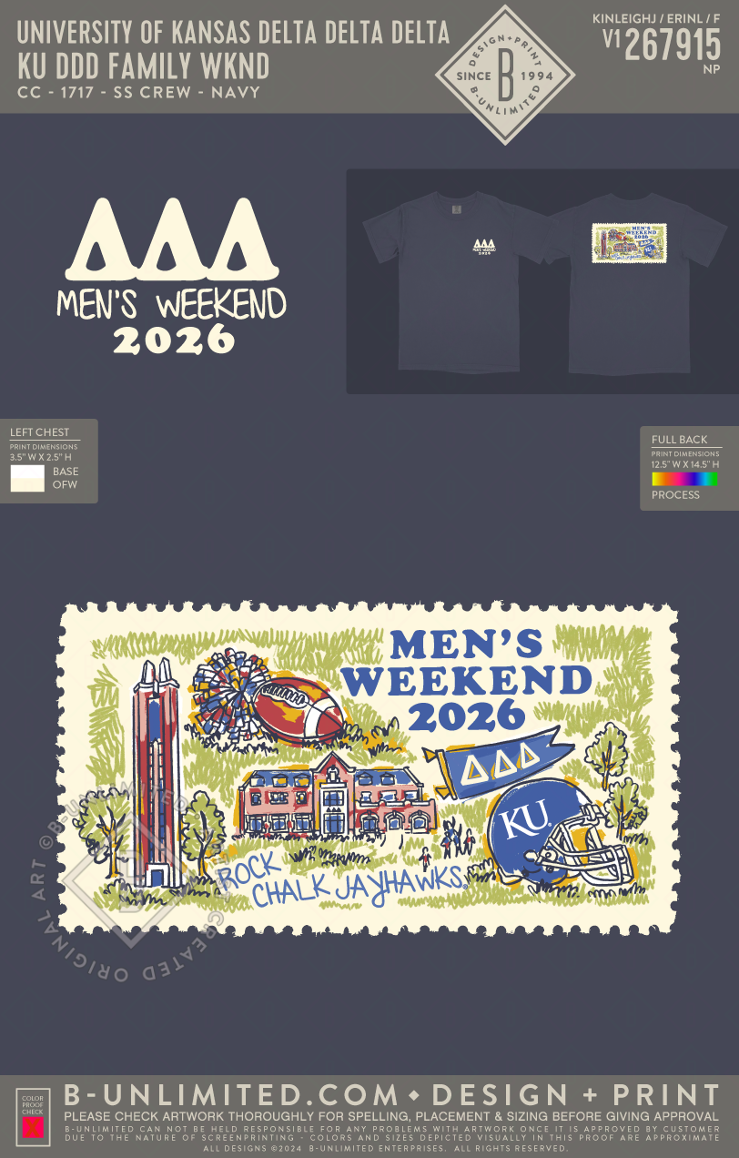 University of Kansas Delta Delta Delta - KU DDD Family WKND - CC - 1717 - SS Crew - Navy