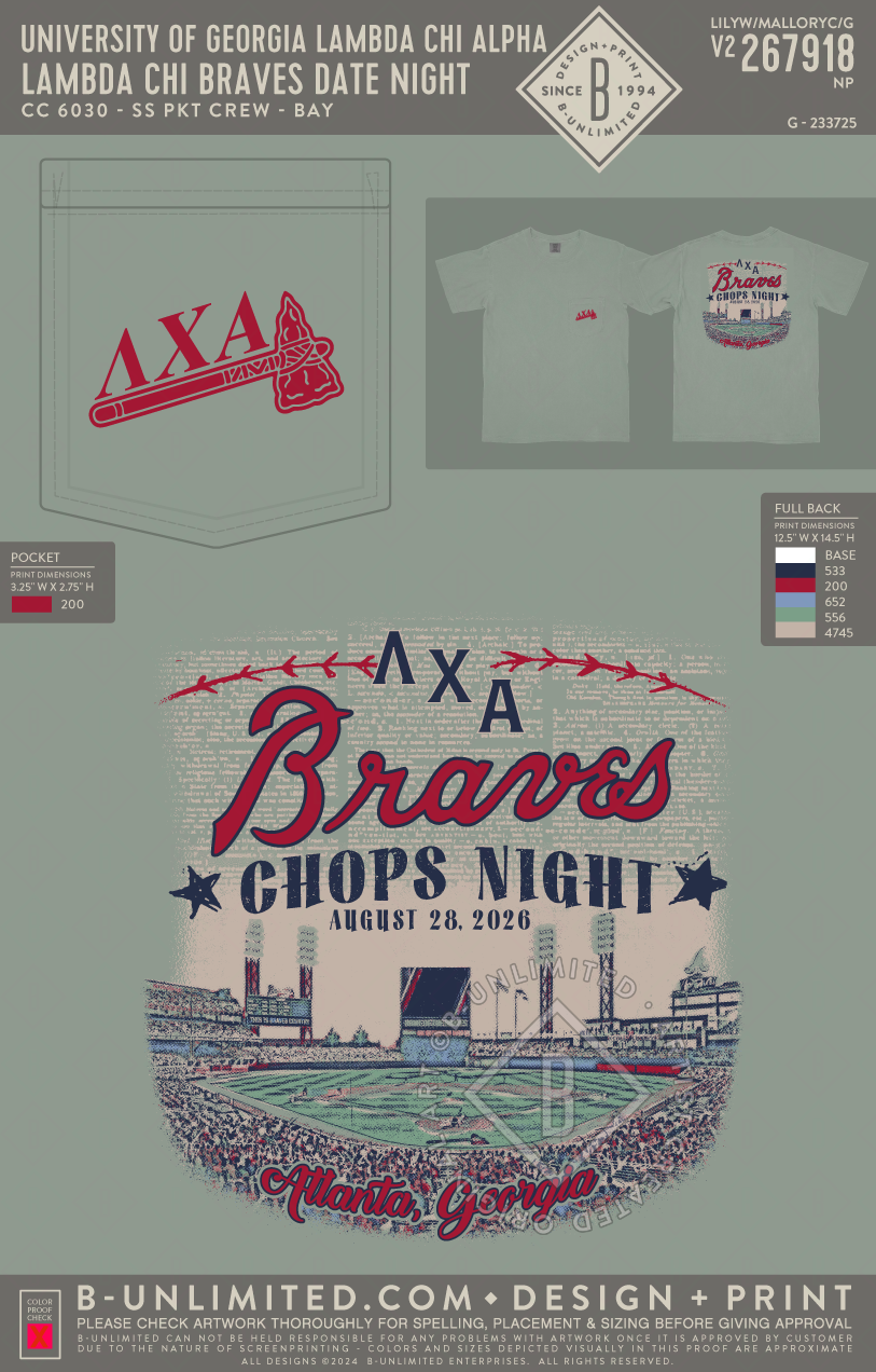 University of Georgia Lambda Chi Alpha - Lambda Chi Braves Date Night - CC - 6030 - SS Pocket - Bay