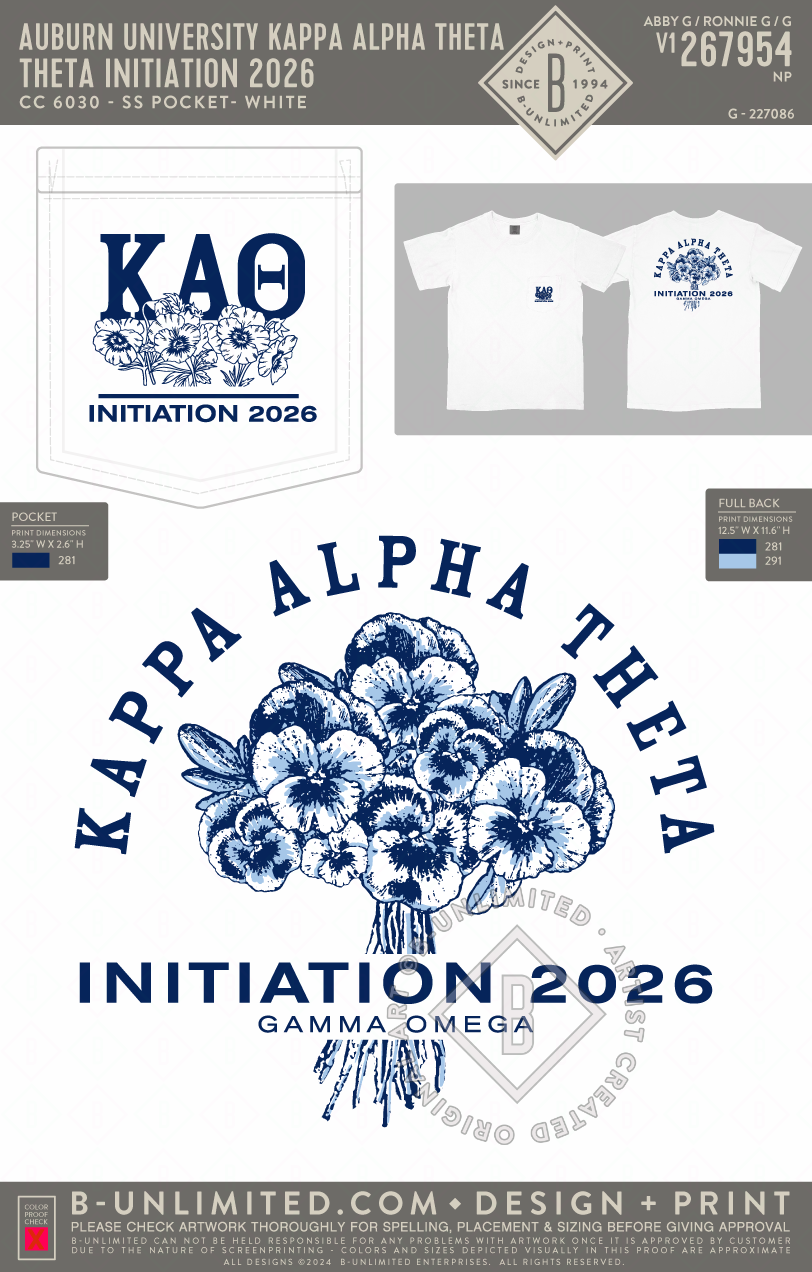 Auburn University Kappa Alpha Theta - Theta Initiation 2026 - CC - 6030 - SS Pocket - White