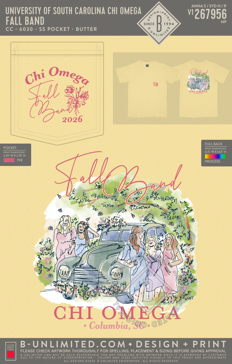 University of South Carolina Chi Omega - Fall Band - CC - 6030 - SS Pocket - Butter