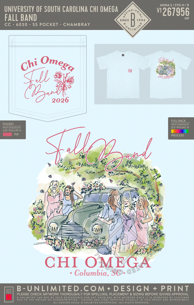 University of South Carolina Chi Omega - Fall Band - CC - 6030 - SS Pocket - Chambray