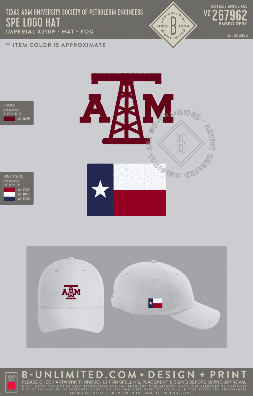 Texas A&M University Society of Petroleum Engineers - SPE Logo Hat - Imperial - X210P - Hat - Fog