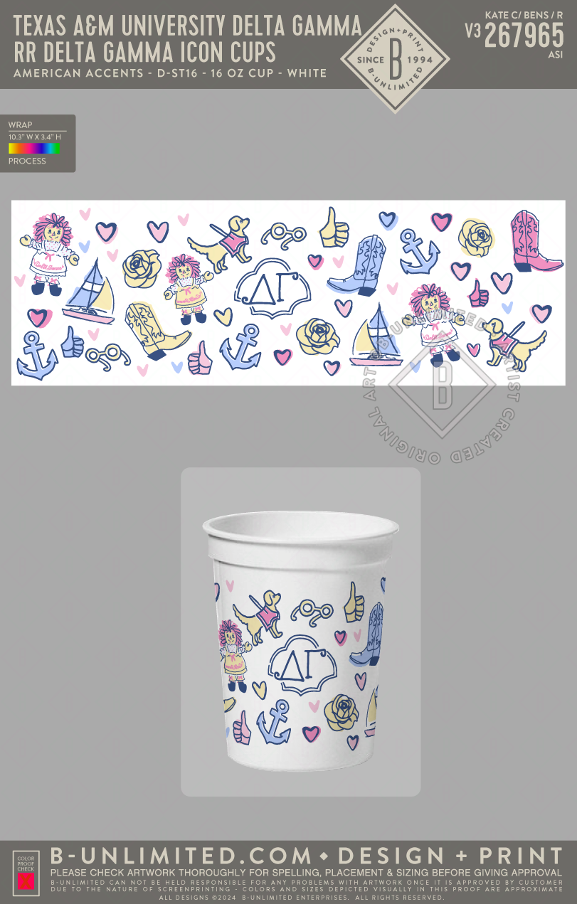 Texas A&M University Delta Gamma - RR Delta Gamma Icon Cups - American Accents - D-ST16 - 16 oz Cup - White