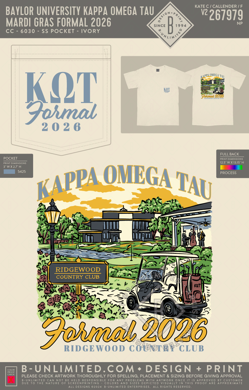 Baylor University Kappa Omega Tau - Mardi Gras Formal 2026 - CC - 6030 - SS Pocket - Ivory