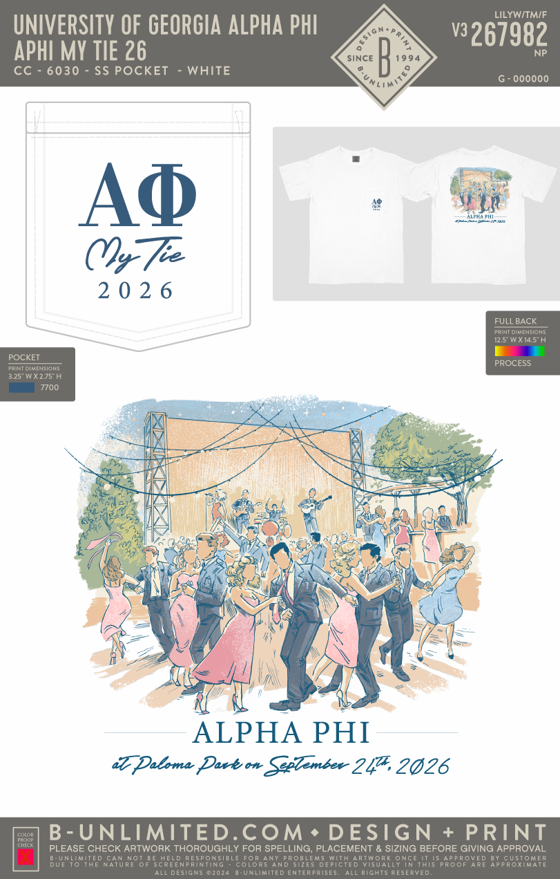 UGA APHI - APHI My Tie 26 - CC - 6030 - SS Pocket - White