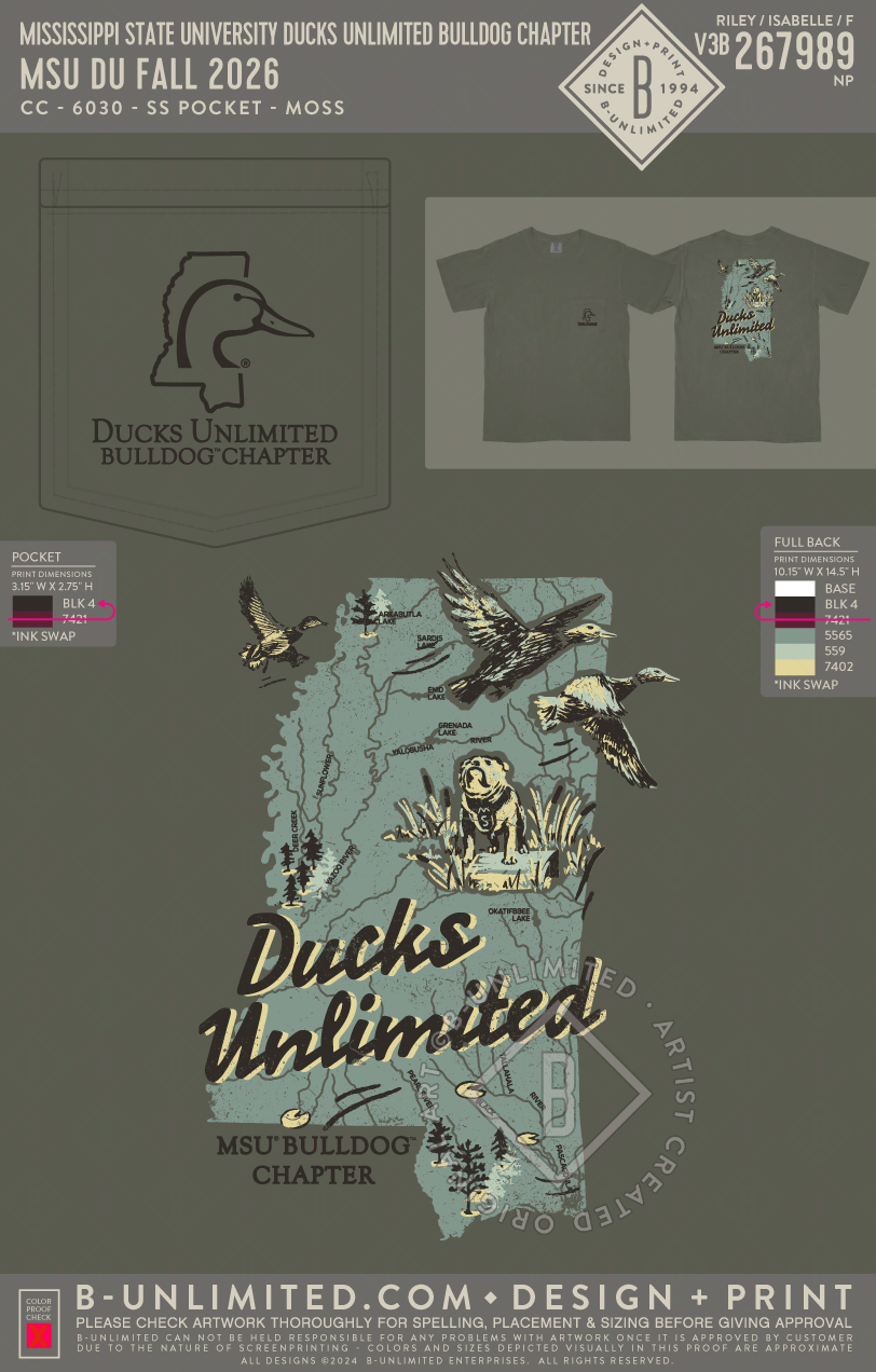 Mississippi State University Ducks Unlimited Bulldog Chapter - MSU DU Fall 2026 - CC - 6030 - SS Pocket - Moss