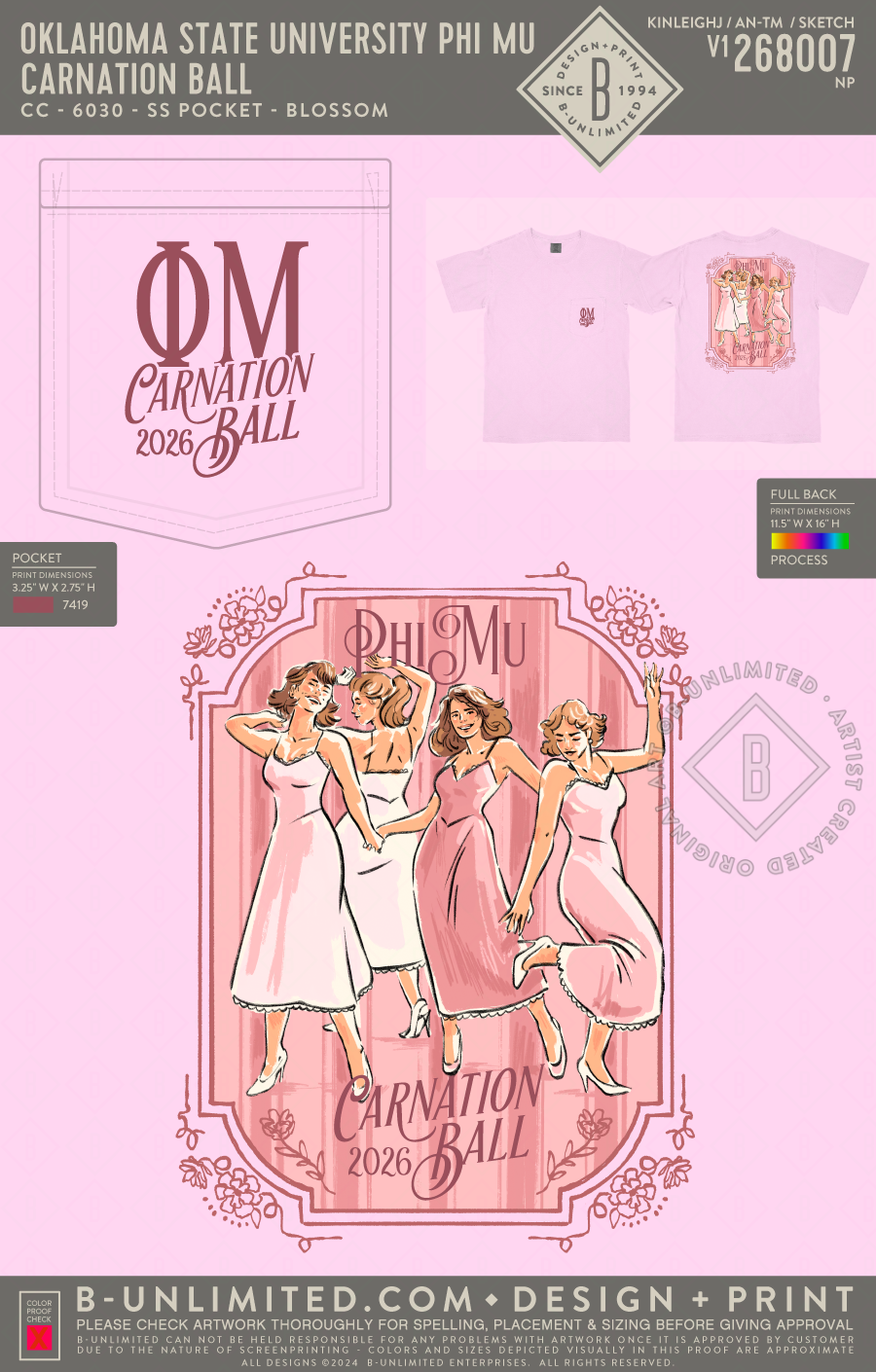 Oklahoma State University Phi Mu - Carnation Ball - CC - 6030 - SS Pocket - Blossom