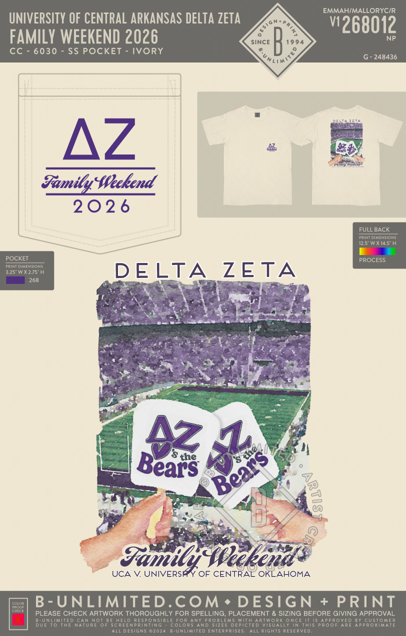 University of Central Arkansas Delta Zeta - Family Weekend 2026 - CC - 6030 - SS Pocket - Ivory