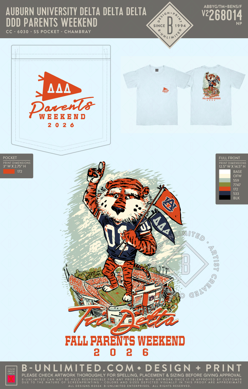 Auburn University Delta Delta Delta - DDD Parents Weekend - CC - 6030 - SS Pocket - Chambray