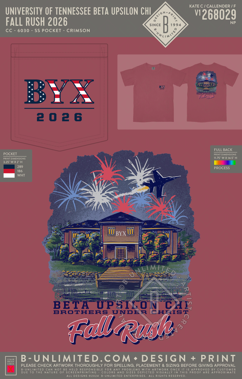 University of Tennessee Beta Upsilon Chi - Fall Rush 2026 - CC - 6030 - SS Pocket - Crimson
