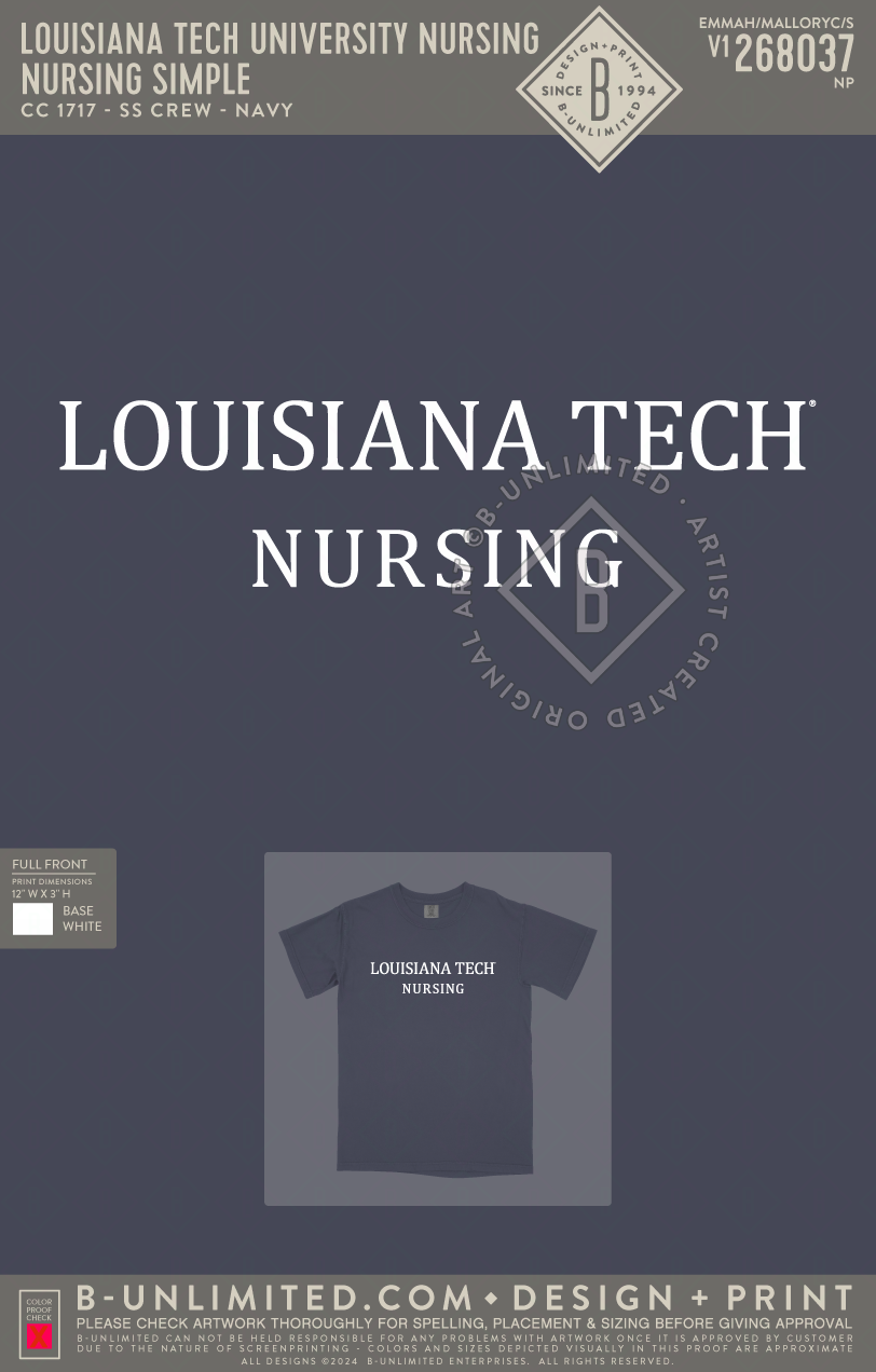 Louisiana Tech University Nursing - Nursing Simple - CC - 1717 - SS Crew - Navy
