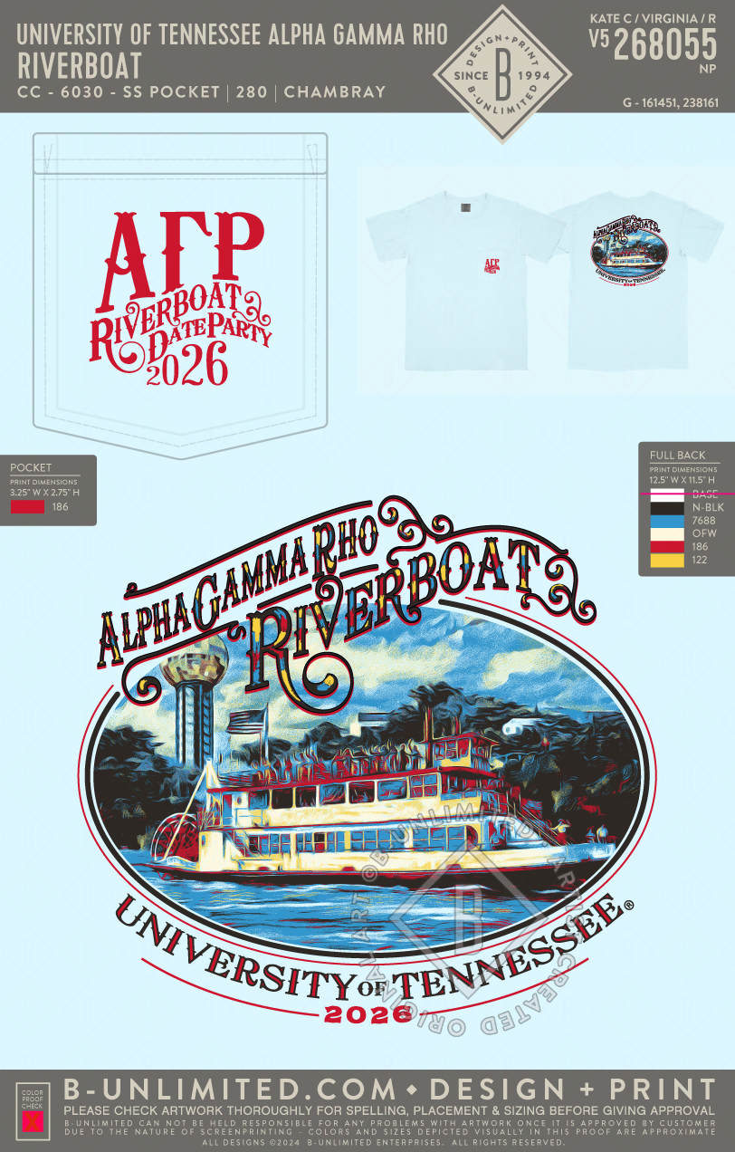 University of Tennessee Alpha Gamma Rho - Riverboat - CC - 6030 - SS Pocket - Chambray