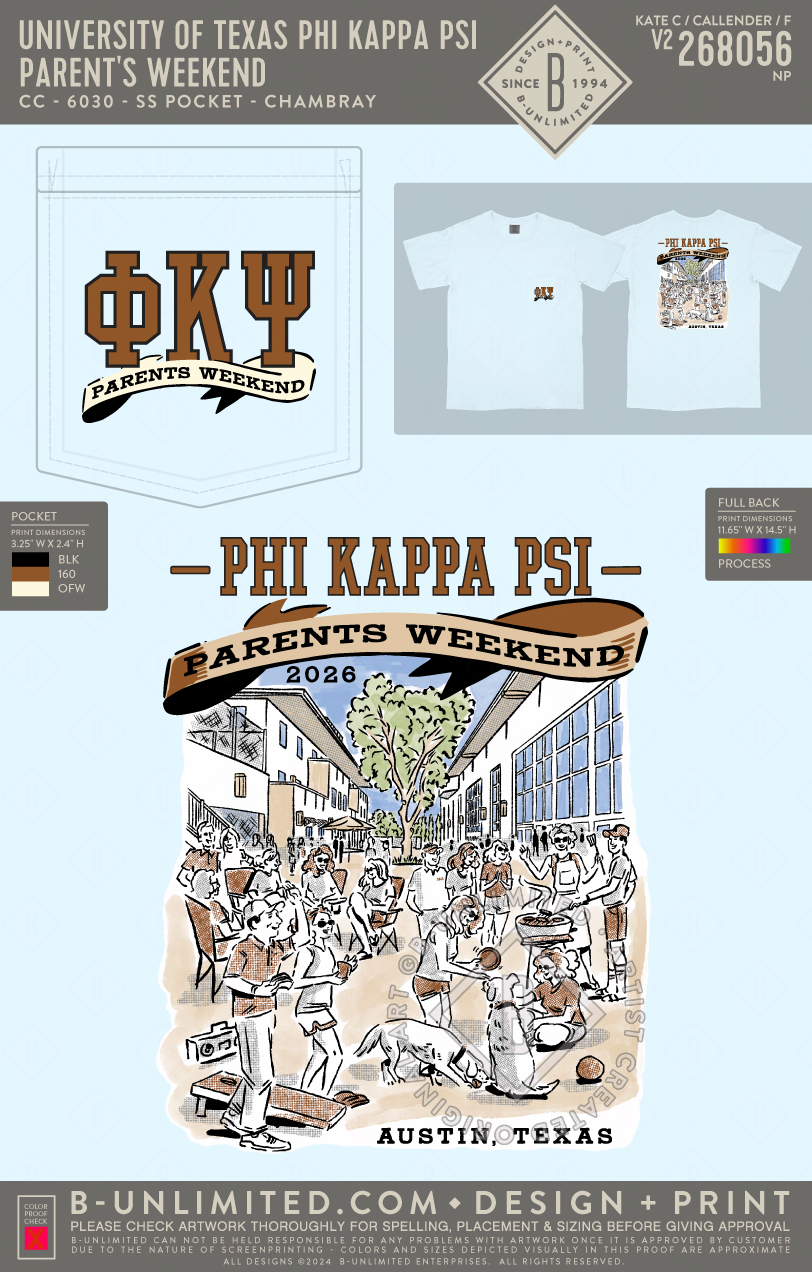 University of Texas Phi Kappa Psi - Parent's Weekend - CC - 6030 - SS Pocket - Chambray