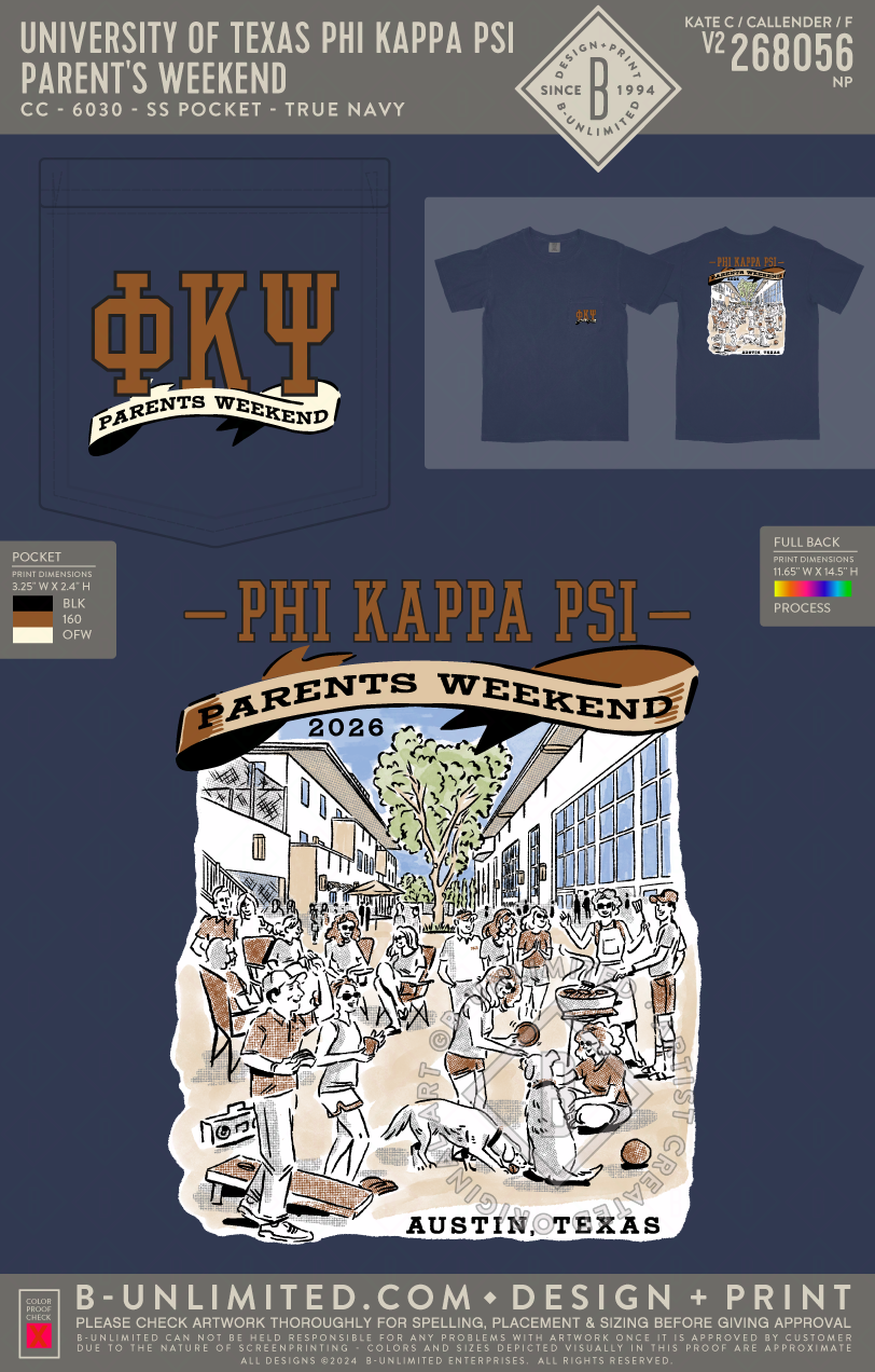University of Texas Phi Kappa Psi - Parent's Weekend - CC - 6030 - SS Pocket - True Navy