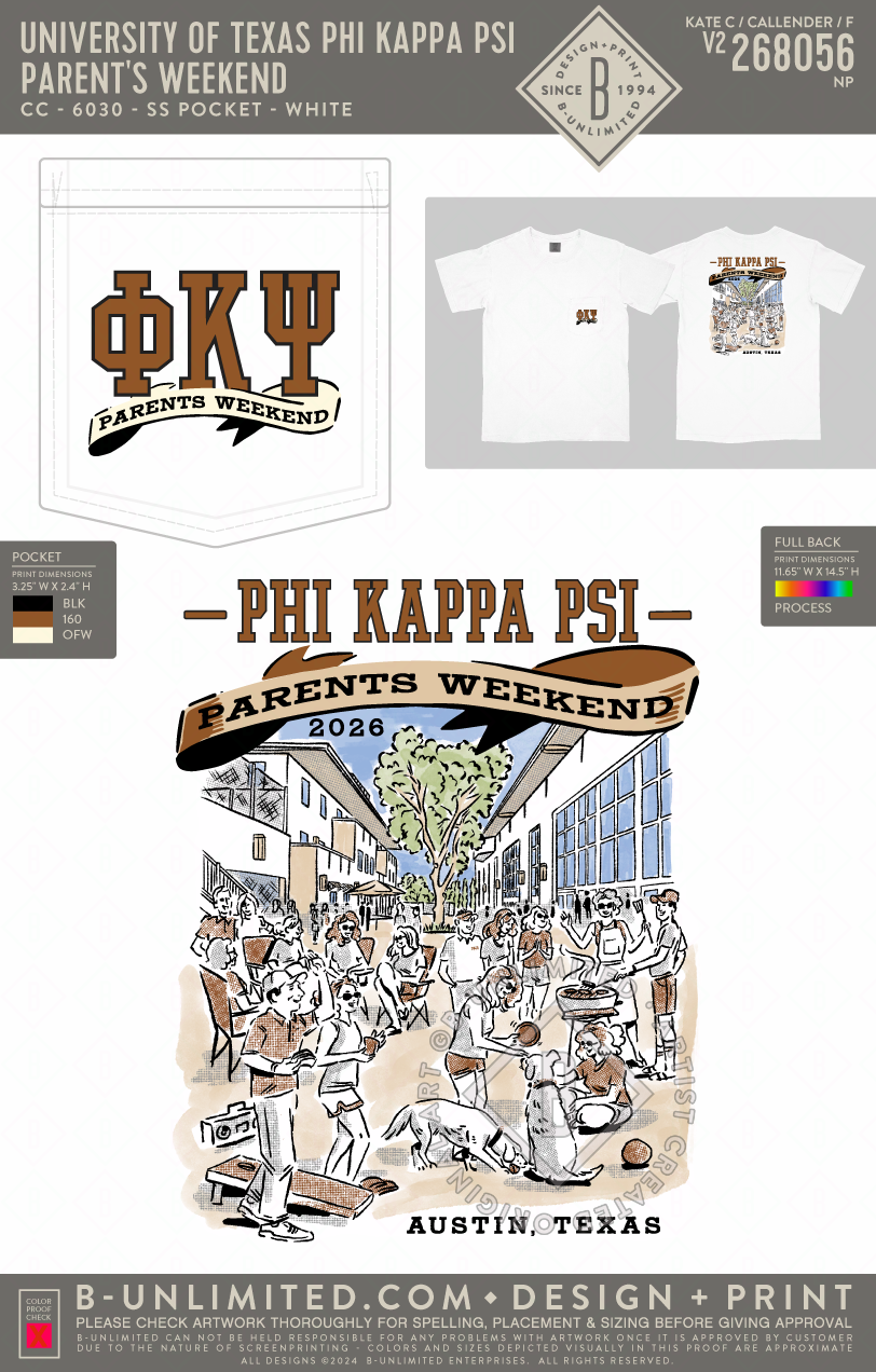 University of Texas Phi Kappa Psi - Parent's Weekend - CC - 6030 - SS Pocket - White