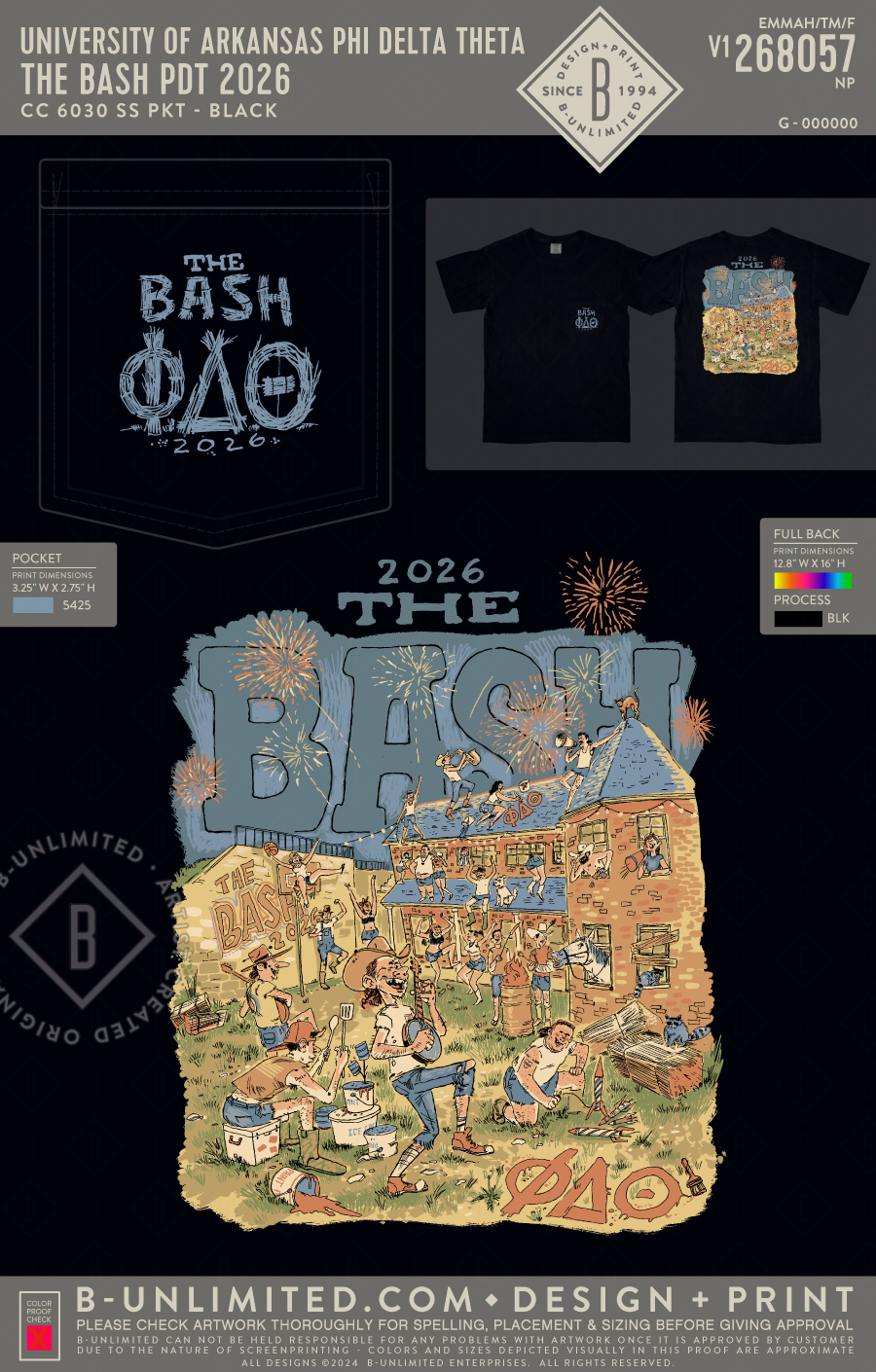 University of Arkansas Phi Delta Theta - The Bash PDT 2026 - CC - 6030 - SS Pocket - Black
