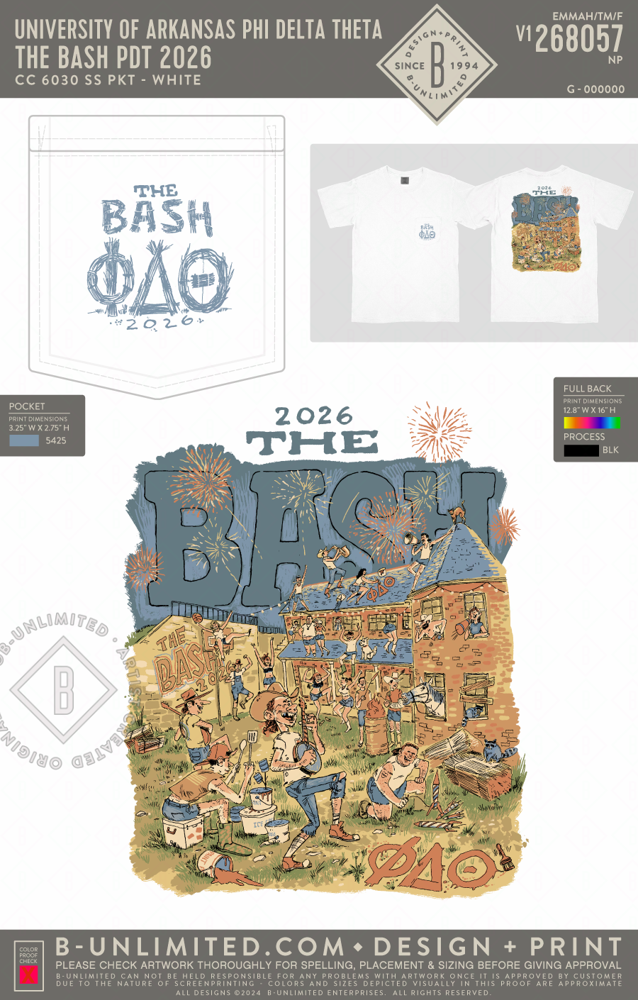 University of Arkansas Phi Delta Theta - The Bash PDT 2026 - CC - 6030 - SS Pocket - White