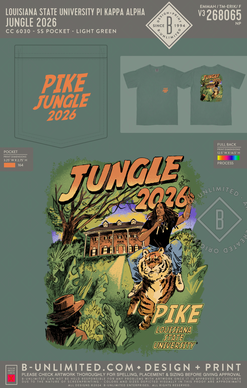 Louisiana State University Pi Kappa Alpha - Jungle 2026 - CC - 6030 - SS Pocket - Light Green