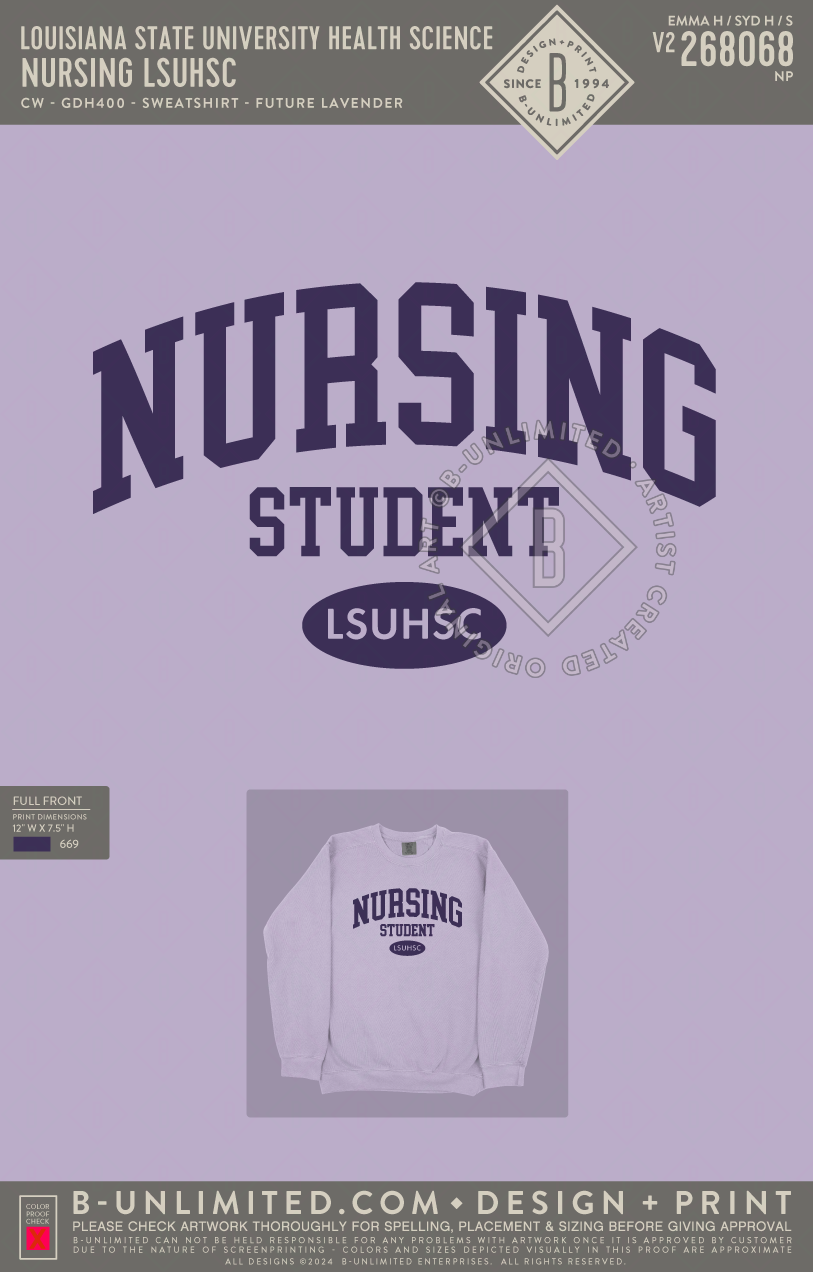 Louisiana State University Health Science - Nursing LSUHSC - CW - GDH400 - Sweatshirt - Future Lavender