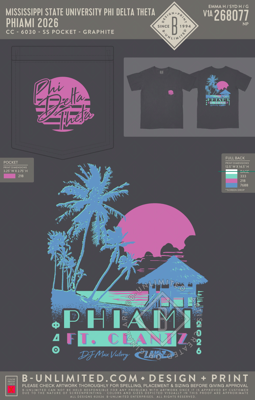 Mississippi State University Phi Delta Theta - Phiami 2026 - CC - 6030 - SS Pocket - Graphite