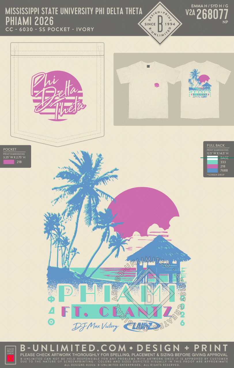 Mississippi State University Phi Delta Theta - Phiami 2026 - CC - 6030 - SS Pocket - Ivory
