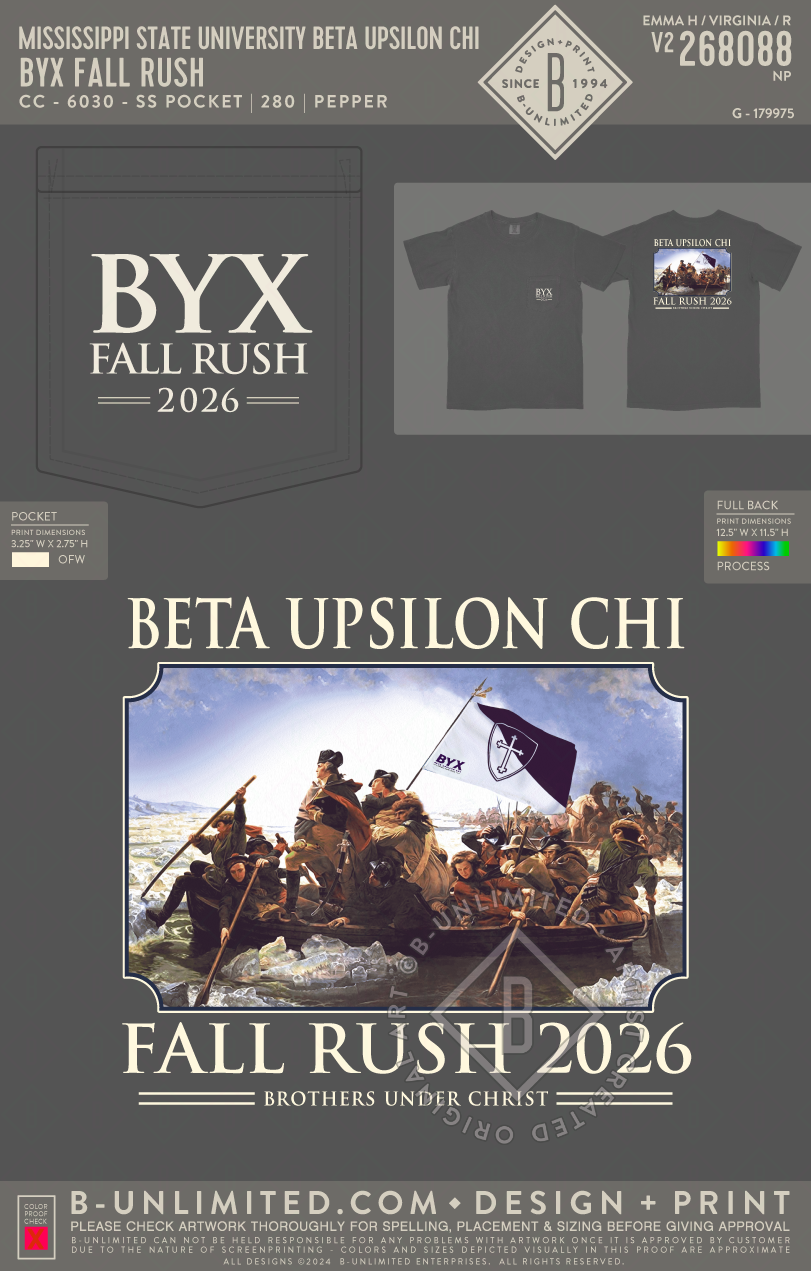 Mississippi State University Beta Upsilon Chi - BYX Fall Rush - CC - 6030 - SS Pocket - Pepper