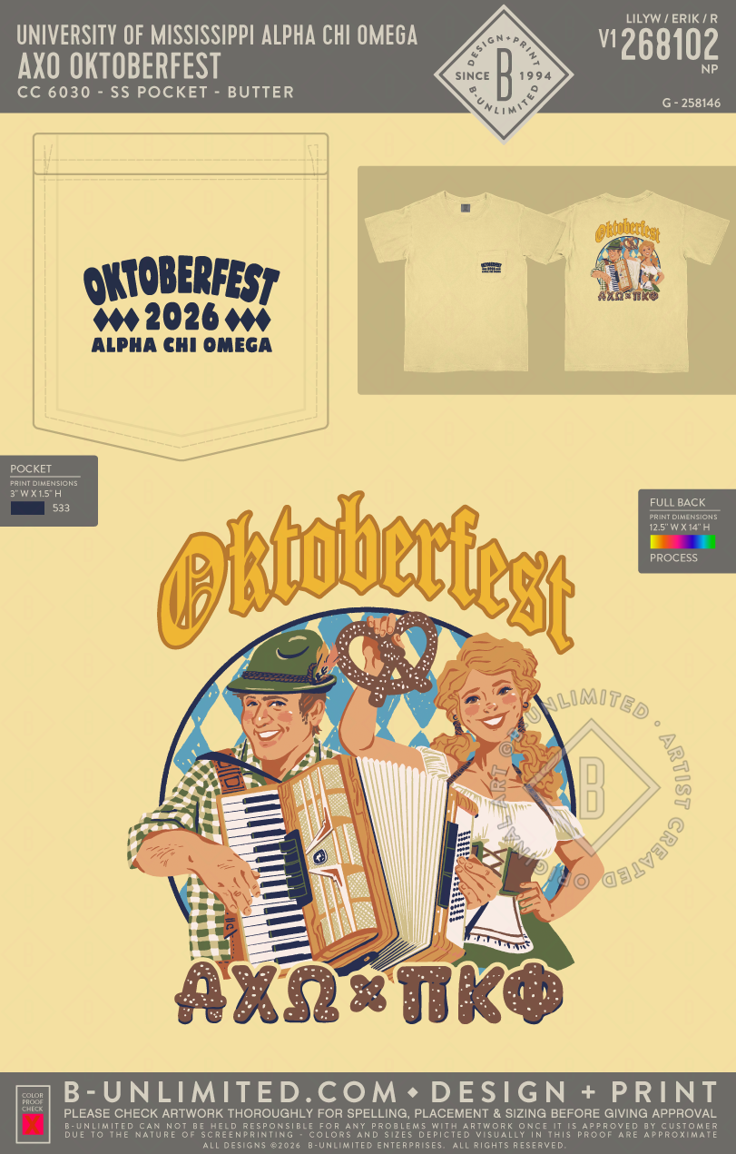 University of Mississippi Alpha Chi Omega - AXO Oktoberfest - CC - 6030 - SS Pocket - Butter
