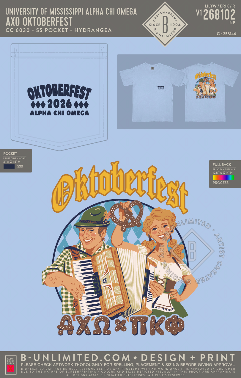 University of Mississippi Alpha Chi Omega - AXO Oktoberfest - CC - 6030 - SS Pocket - Hydrangea