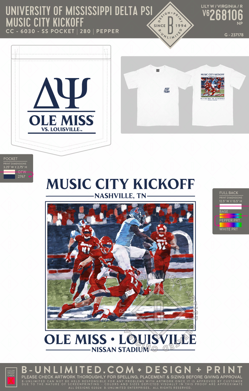 University of Mississippi Delta Psi - Music City Kickoff - CC - 6030 - SS Pocket - White