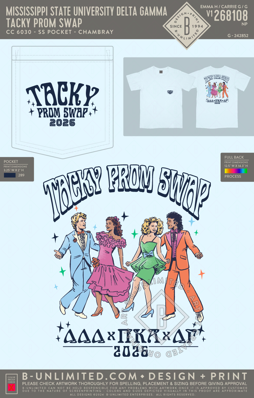 Mississippi State University Delta Gamma - Tacky Prom Swap - CC - 6030 - SS Pocket - Chambray