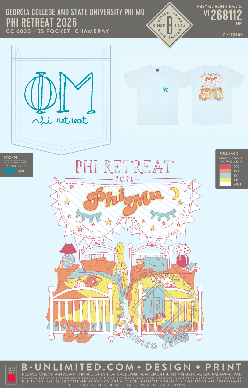 Georgia College and State University Phi Mu - Phi Retreat 2026 - CC - 6030 - SS Pocket - Chambray