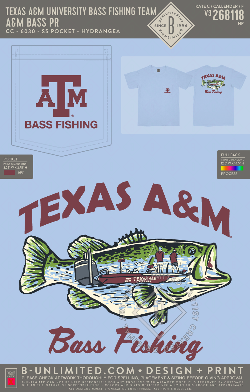 Texas A&M University Bass Fishing Team - A&M Bass PR - CC - 6030 - SS Pocket - Hydrangea
