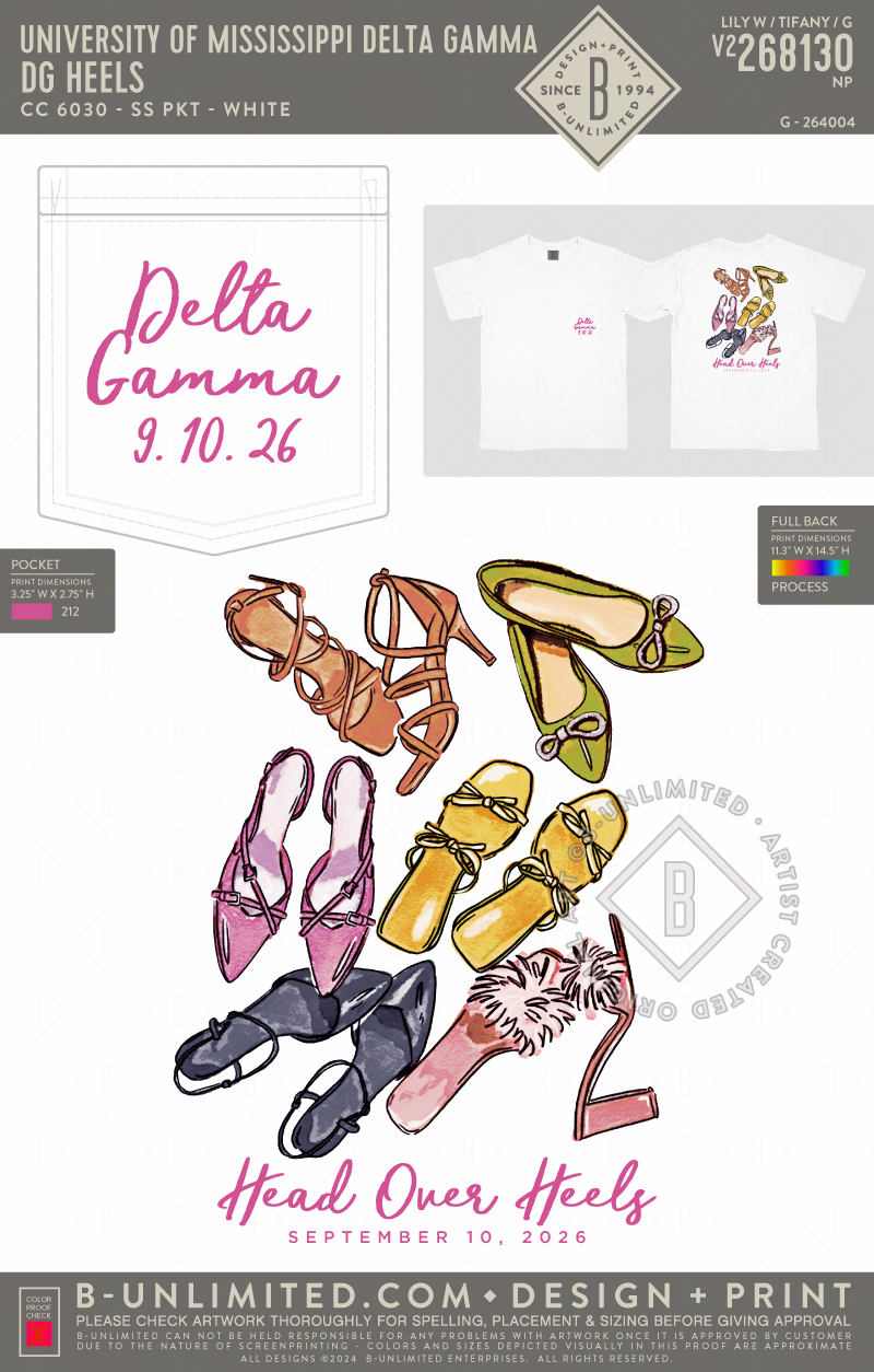 University of Mississippi Delta Gamma - DG Heels - CC - 6030 - SS Pocket - White
