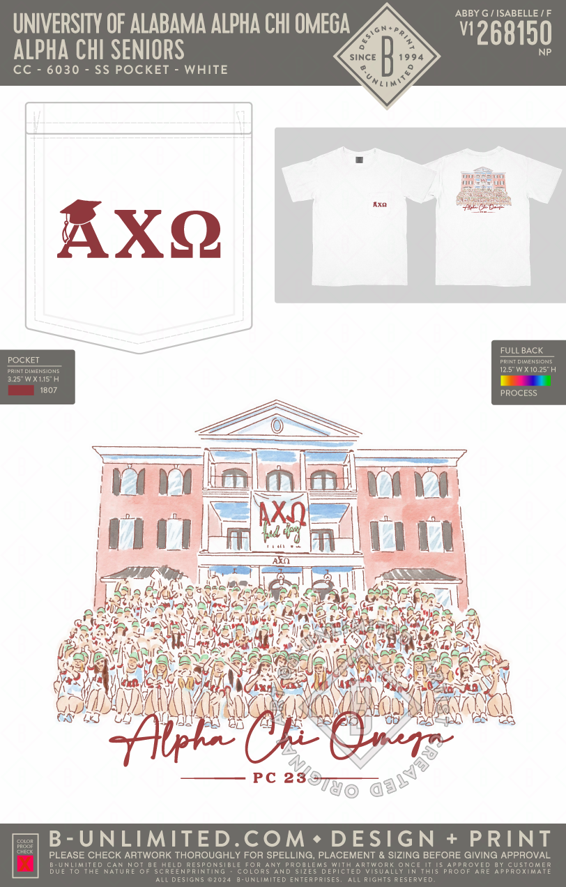 University of Alabama Alpha Chi Omega - Alpha Chi Seniors - CC - 6030 - SS Pocket - White