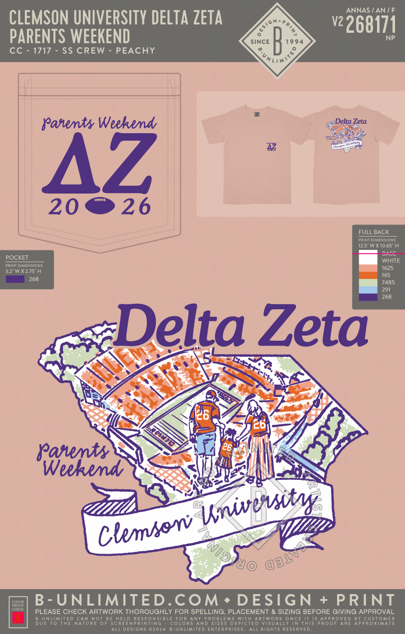 Clemson University Delta Zeta - Parent's Weekend - CC - 1717 - SS Crew - Peachy