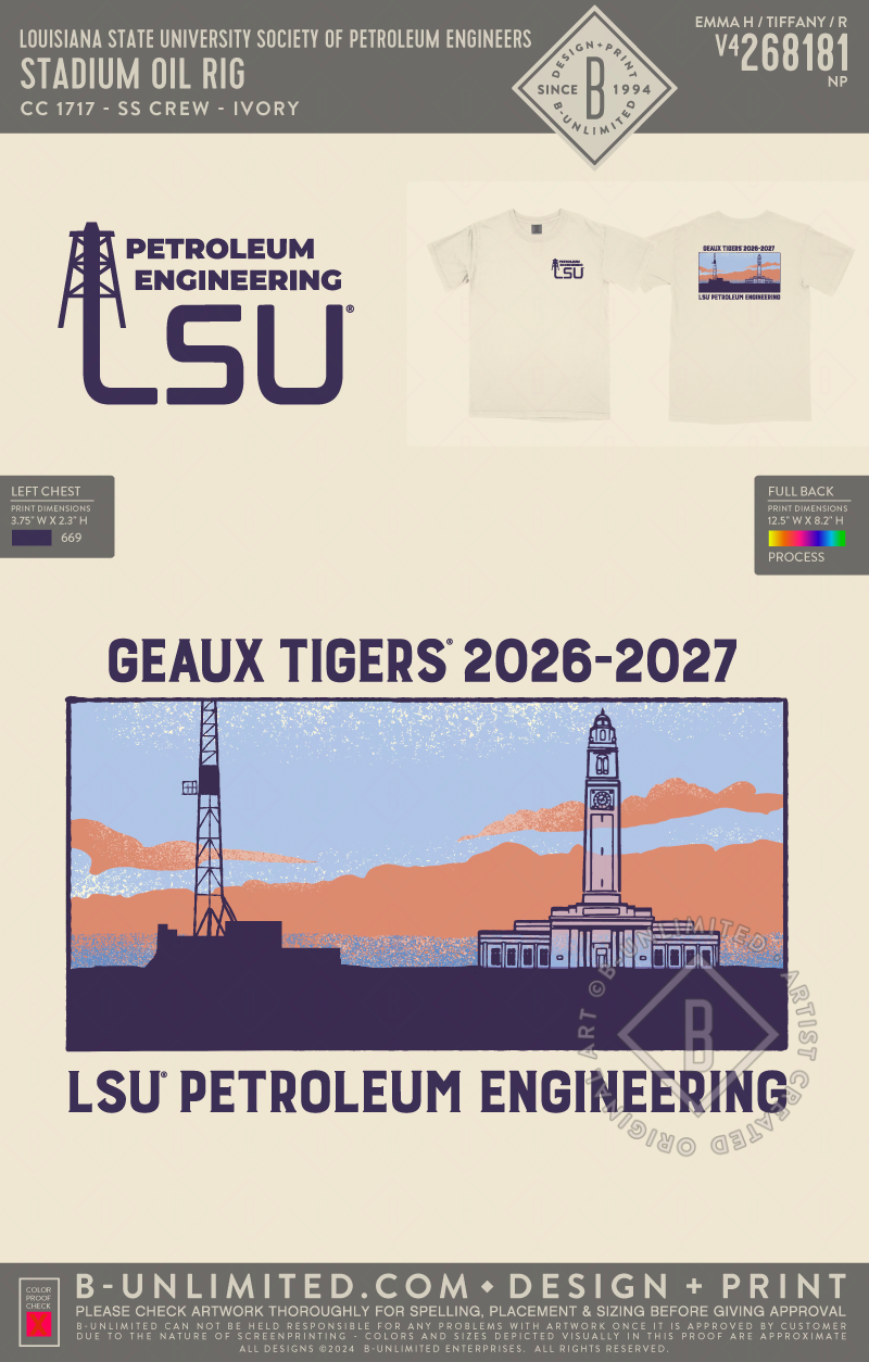 Louisiana State University Society of Petroleum Engineers - Stadium Oil Rig - CC - 1717 - SS Crew - Ivory